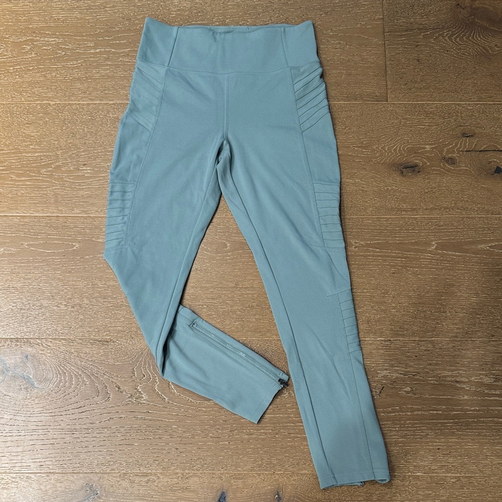 Athleta Delancey Moto Tight Leggings Size M High Rise Zip Ankle - Picture 2 of 6